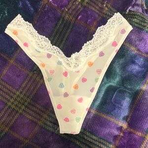 SKIMS White Heart Print Thong Lace Panty